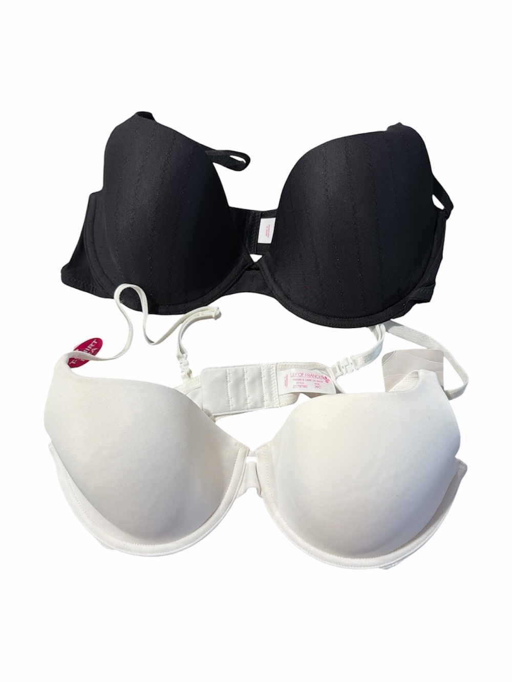 NWT Lily of France 36C T-Shirt Bra Lot of 4 White & Black Seamless Bebbi Style